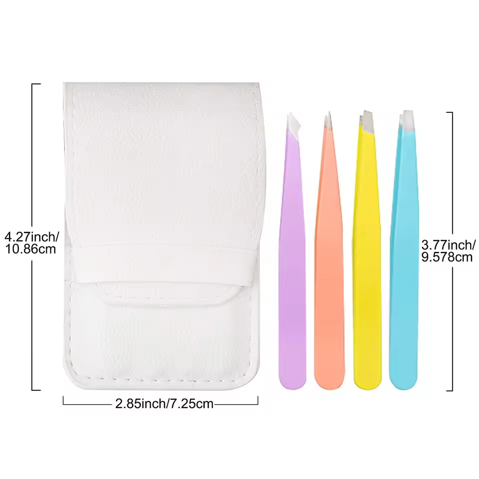 Wholesale Stock Stainless Steel Eyebrow Tweezers Set Multifunction Flat Mouth Slanted Tweezers