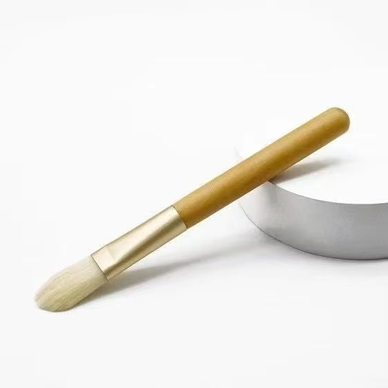 Face Mask Fan Brush Soft Hair Wooden Handle Nylon Hair Beauty Salon Cosmetic Makeup Foundation Brush