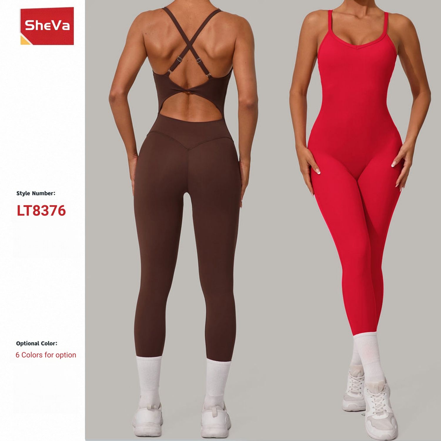 Women Adjustable Spaghetti Strap Leggings Playsuits V Neck Sleeveless One Piece Yoga Jumpsuits