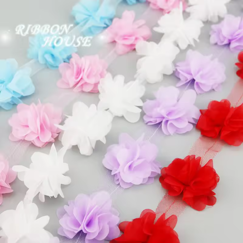 Wholesale 50mm Petal Chiffon Lace Fabric Webbing 60-piece Lot For Shoes Bags Decoration Love Gift & Diy Ribbons Crafts