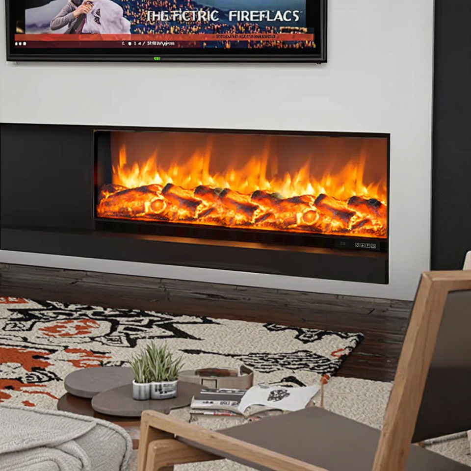 New Model With Glass and Log 2D Electric Fireplace Smart Wholesale Home Electric Fireplace Heater with Remote Control Fireplace