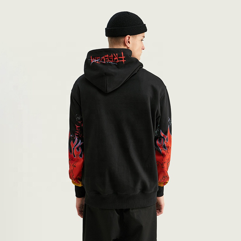 Black Premium Hoodie Screen Printing Streetwear Manufacturer Men's Hoodies