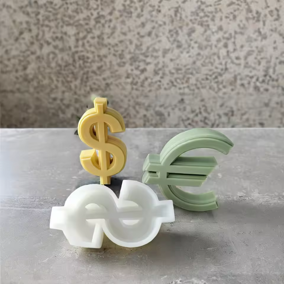 J10-188 Diy Resin Crafts Luxury Dollar Candle Molds New Design Epoxy Resin Casting Silicone Mold Comes In Opp Bag