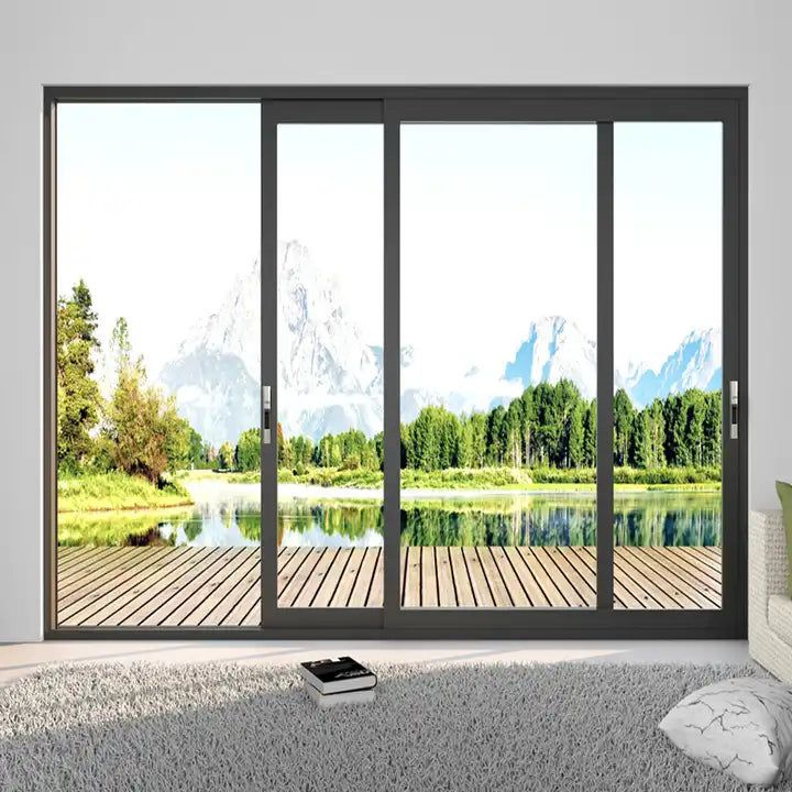 Modern Minimalist Aluminum Sliding Glass Door with Soft-Close Mechanism
