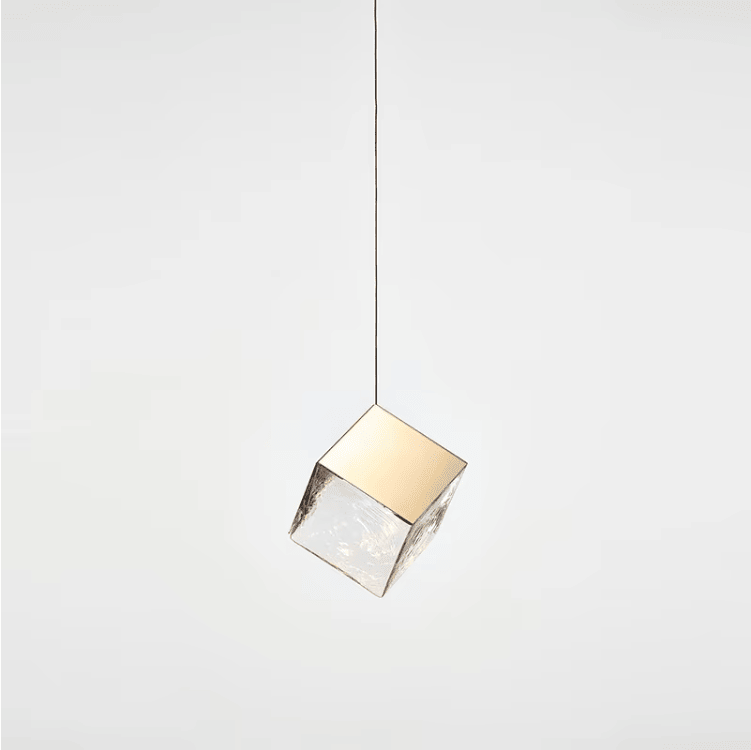 Elegant Ice Cube Glass Pendant Light for High Ceilings