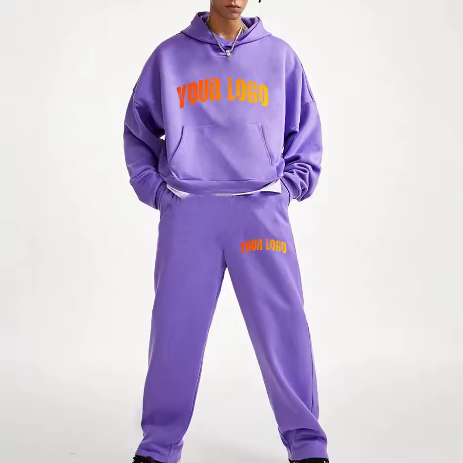 High Quality Private Label Men's Winter Jogger Set Custom Logo Pullover Tracksuit & Sweatpants Blank Sweat Suit