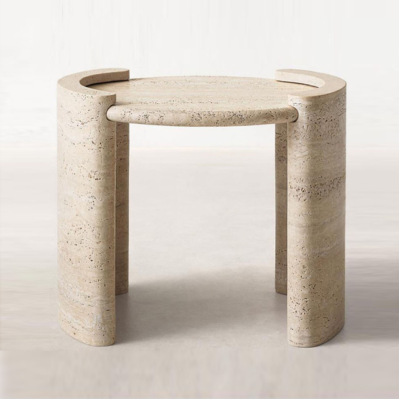 Home Furniture Minimalist Living Room Side Table Modern Design Travertine Marble Coffee Corner Table