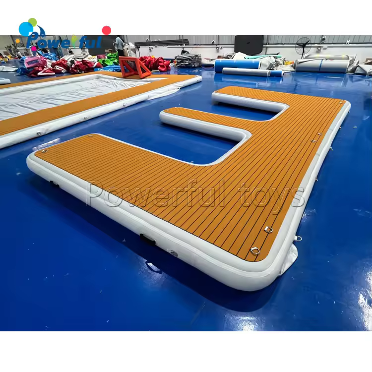 Drop Stitch Non-slip Wood Grain Material Floating Pontoon Jet Ski Platform Inflatable Floating Jetski E Dock