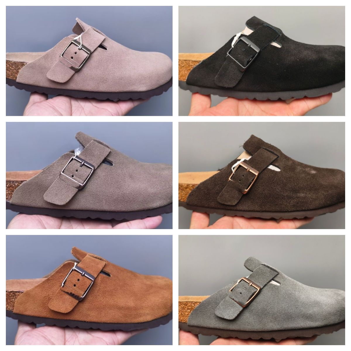 Hot Wholesale Manufacturers Direct Outdoor Flat Shoes Leather Suede Cork Mule Sandals Comfortable Clog