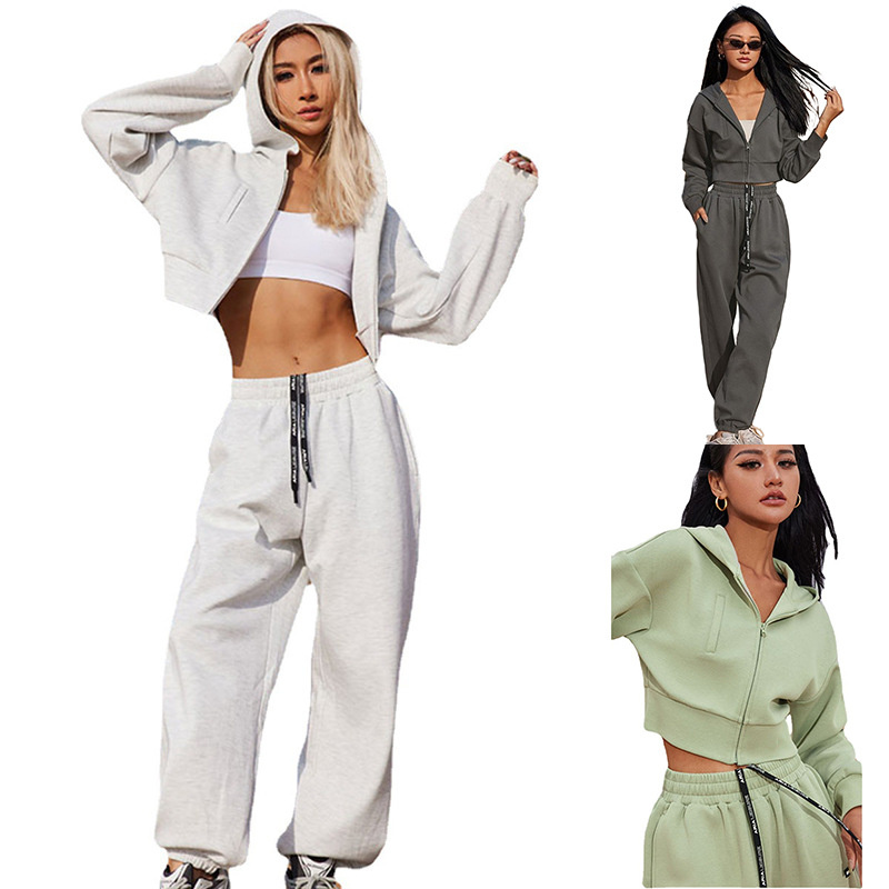 2023 Autumn and Winter Long-Sleeved Casual Wear Set Zipper Cardigan Sweater Female