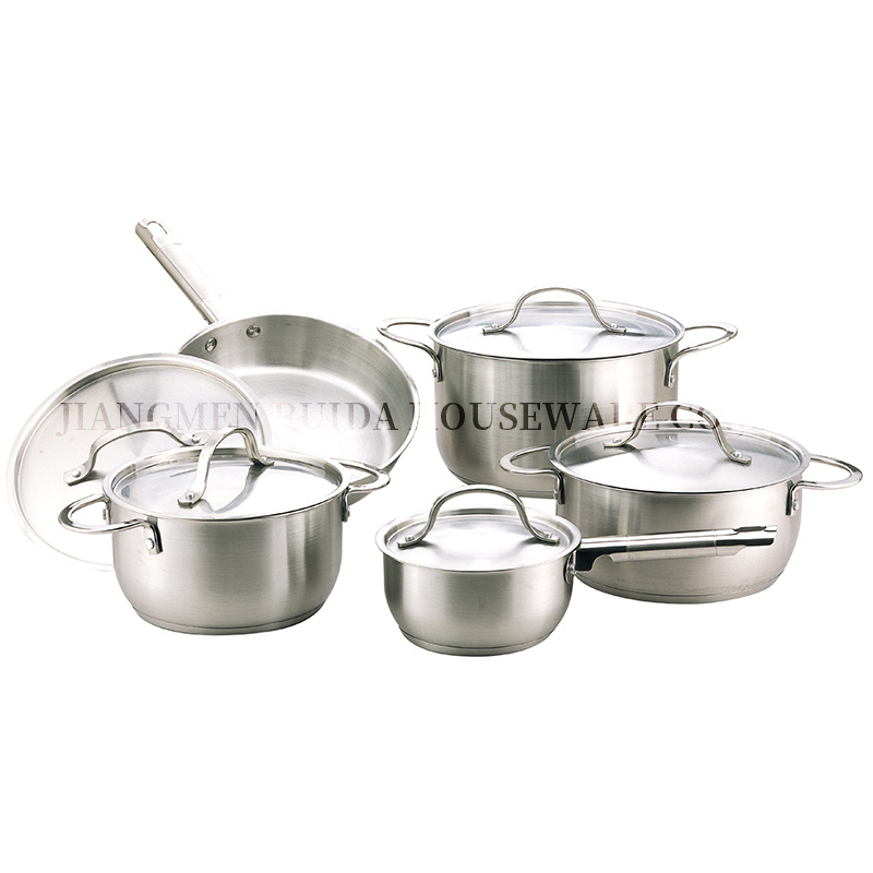 Satin Polishing 10PCS Stainless Steel Cookware Kitchenware with Lid