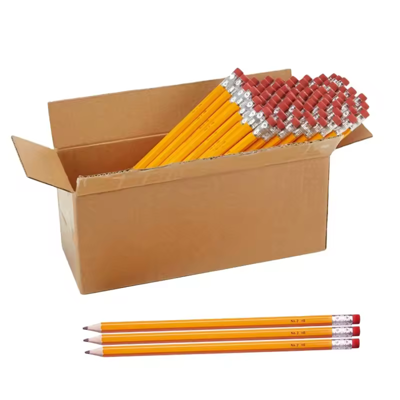 Promotional Eraser Top Graphite Hb Lead Company Logo Hexagonal #2 Wood Yellow Orange Bulk School Custom Standard Pencils