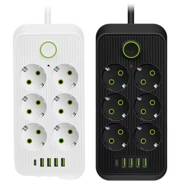 Sky Yin Stock 2500w High Power Eu Smart Power Strip Usb Multi-socket Custom Cable Surge Protector For Home Office Industrial