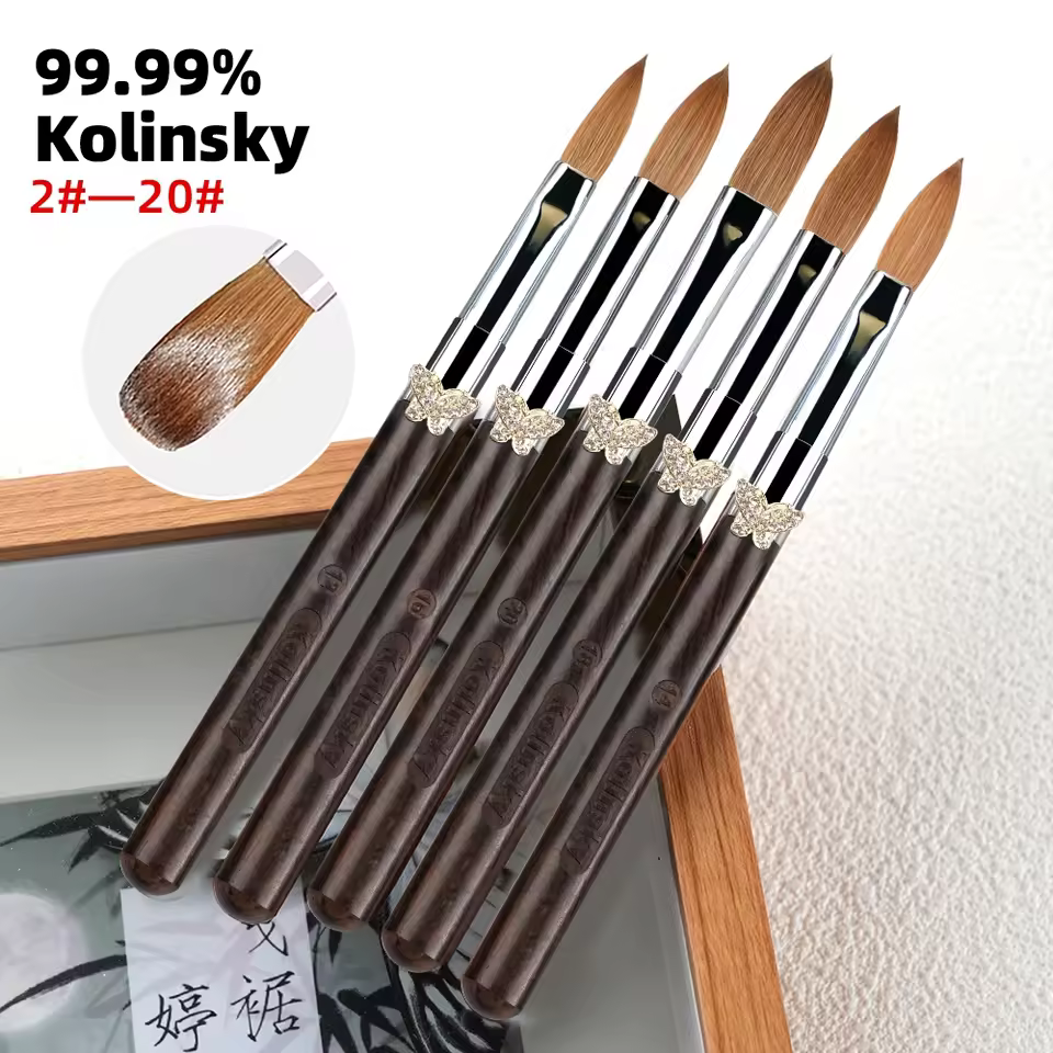 New Purple Sandalwood Nail Brush 100% Kolinsky Acrylic Dust On Nail Glue Cleaning Air Uv Gel Kolinsky Brush For Acrylic Nails