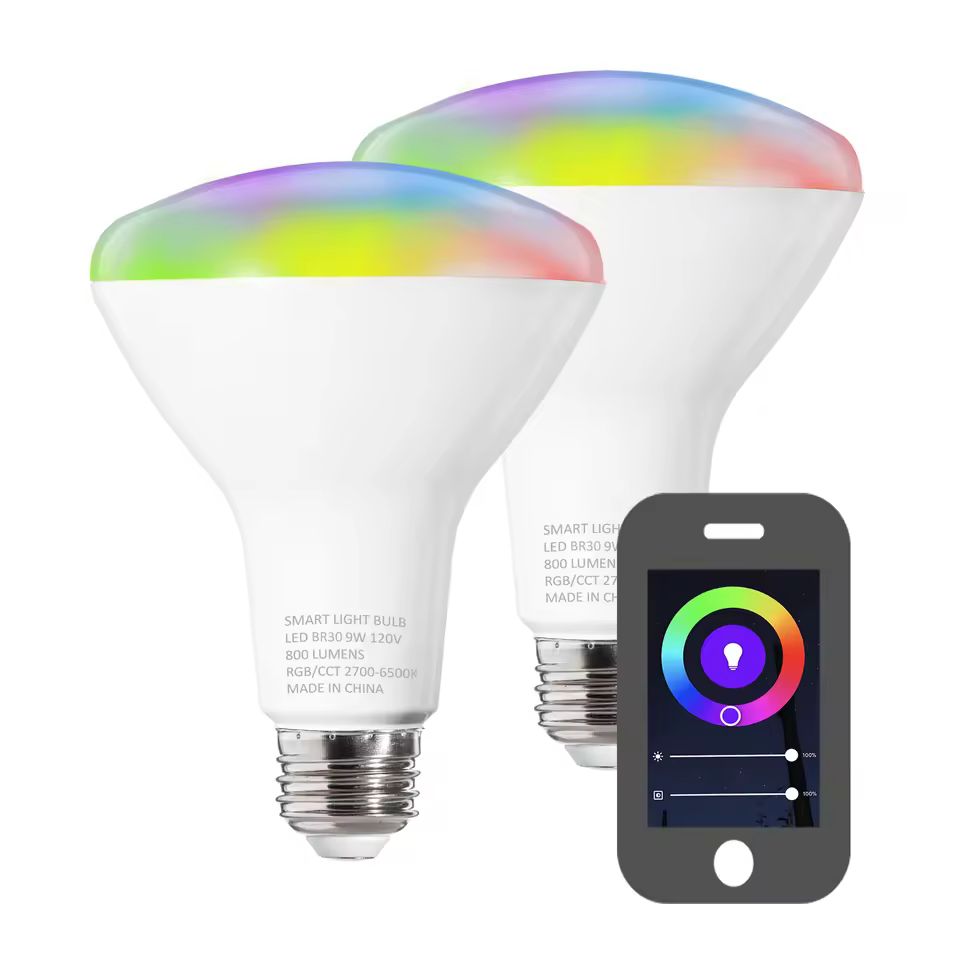 High Quality Led Smart Bulb Br30 120v Voice Control Remote Control Led Lamp Work With Alexa And Google Assistant Used For Home