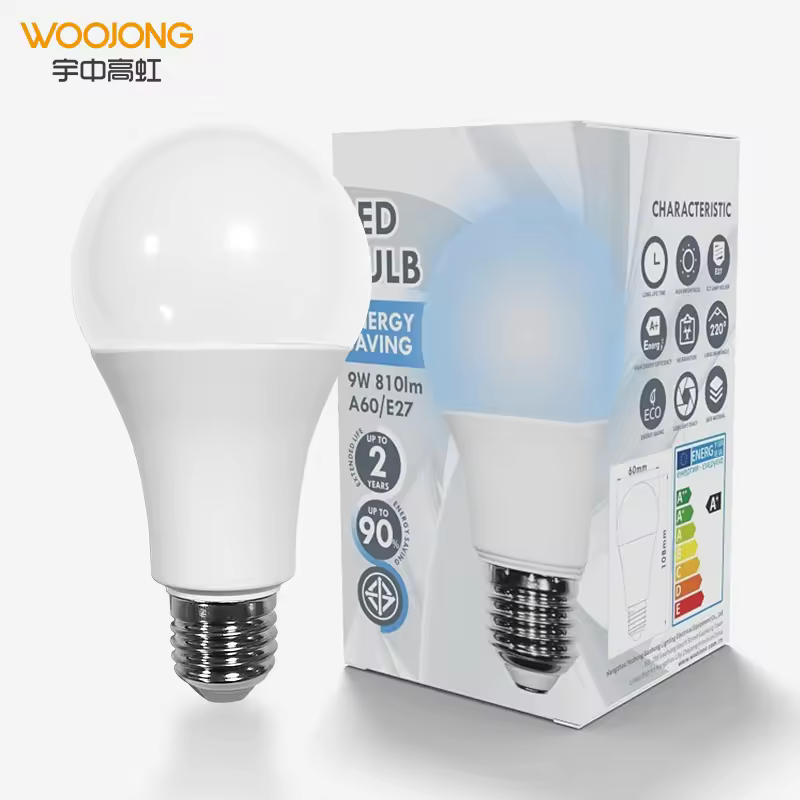 Woojong 2025 Energy Saving Led Bulbs 12w Smd Led Light Source Aluminum Lamp Body E27 A60 Type