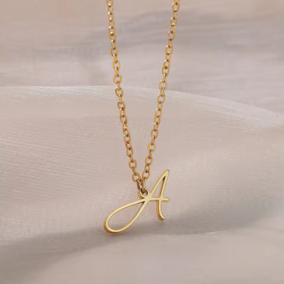 Lateefah Oem Fashion 18k Gold Plated Stainless Steel Chain Man/women A To Z Initial Letter Alphabet Stainless Steel Necklace
