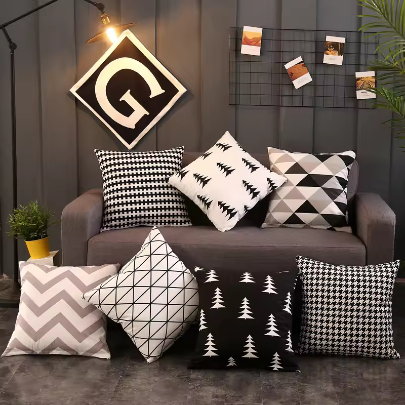 Ready To Ship Simple Design Double-sided Printed Decorative Office Home Sofa Seat Cushion Cover