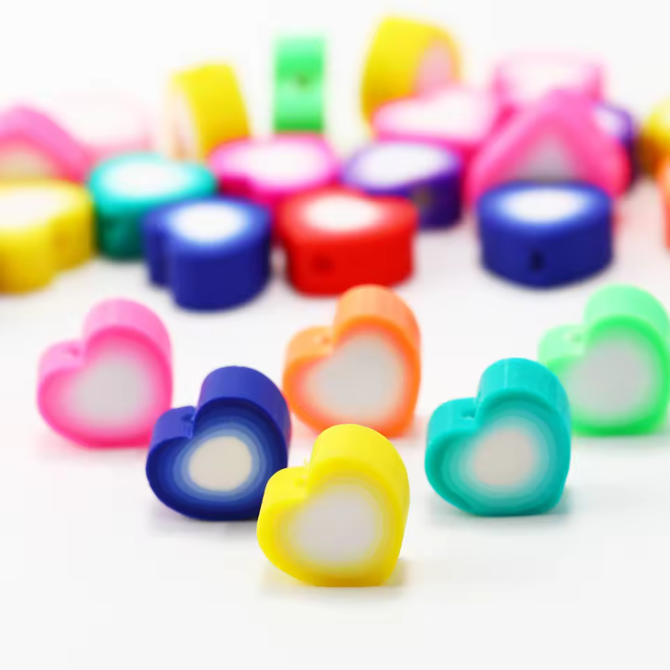 30pcs/bag Factory Wholesale 10 Mm Diy Y2k Fruit Flower Heart Polymer Clay Beads For Jewelry Making