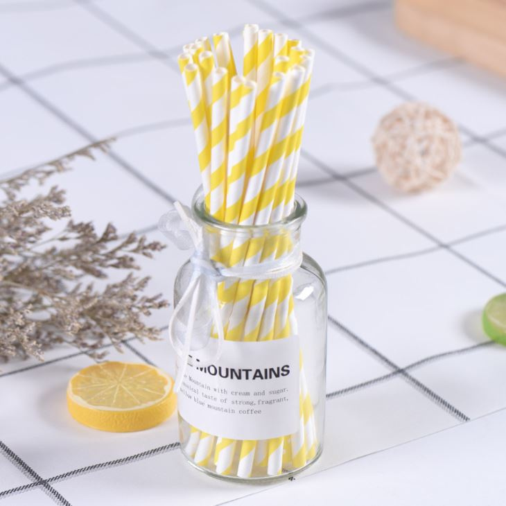 Factory Hot Sell Paper Drinking Straws, Striped Recycled Paper Straw