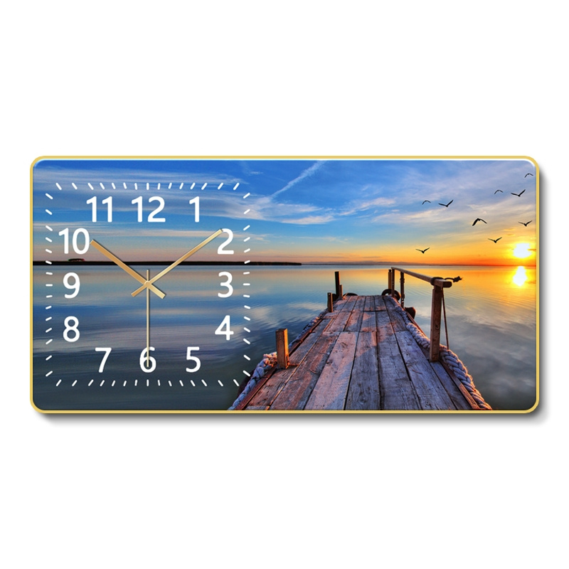 The Latest Trendy Modern Painting Clock Restaurant Features Framed Crystal Wall Art for Home Decoration.