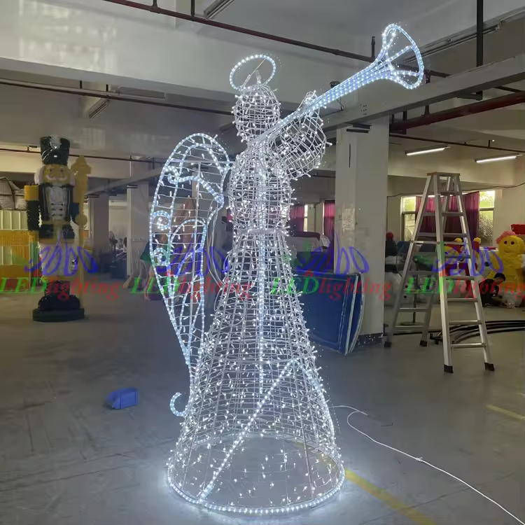 Ip65 Waterproof Large 3d Angel Motif Led Christmas Decorative Lights Festive Garden Shopping Mall Park Outdoor Decorations