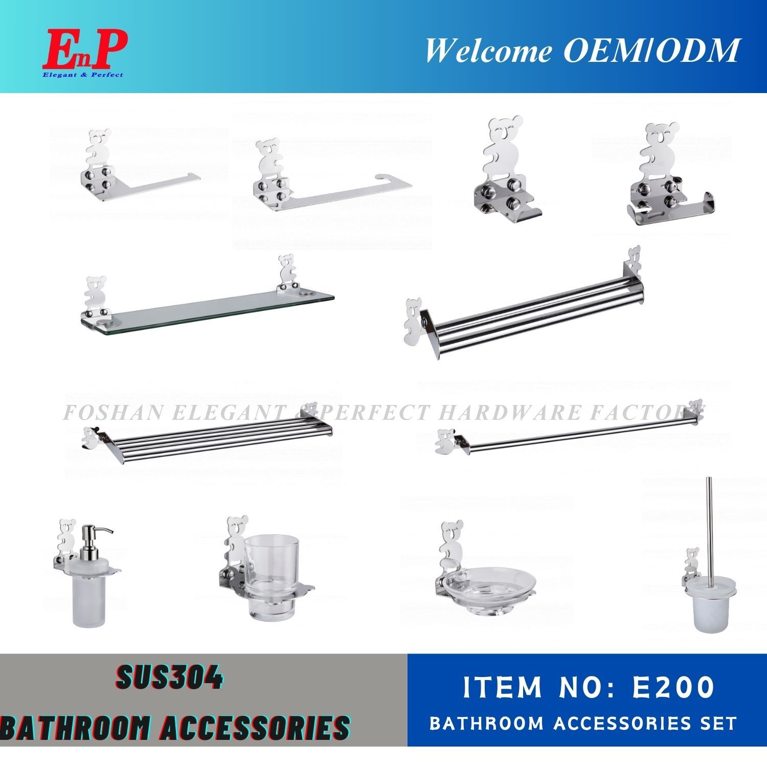Enp Stable Quality Fast Delivery SUS 304 Bathroom Accessories Kit Bathroom Accessories Sets on Sale