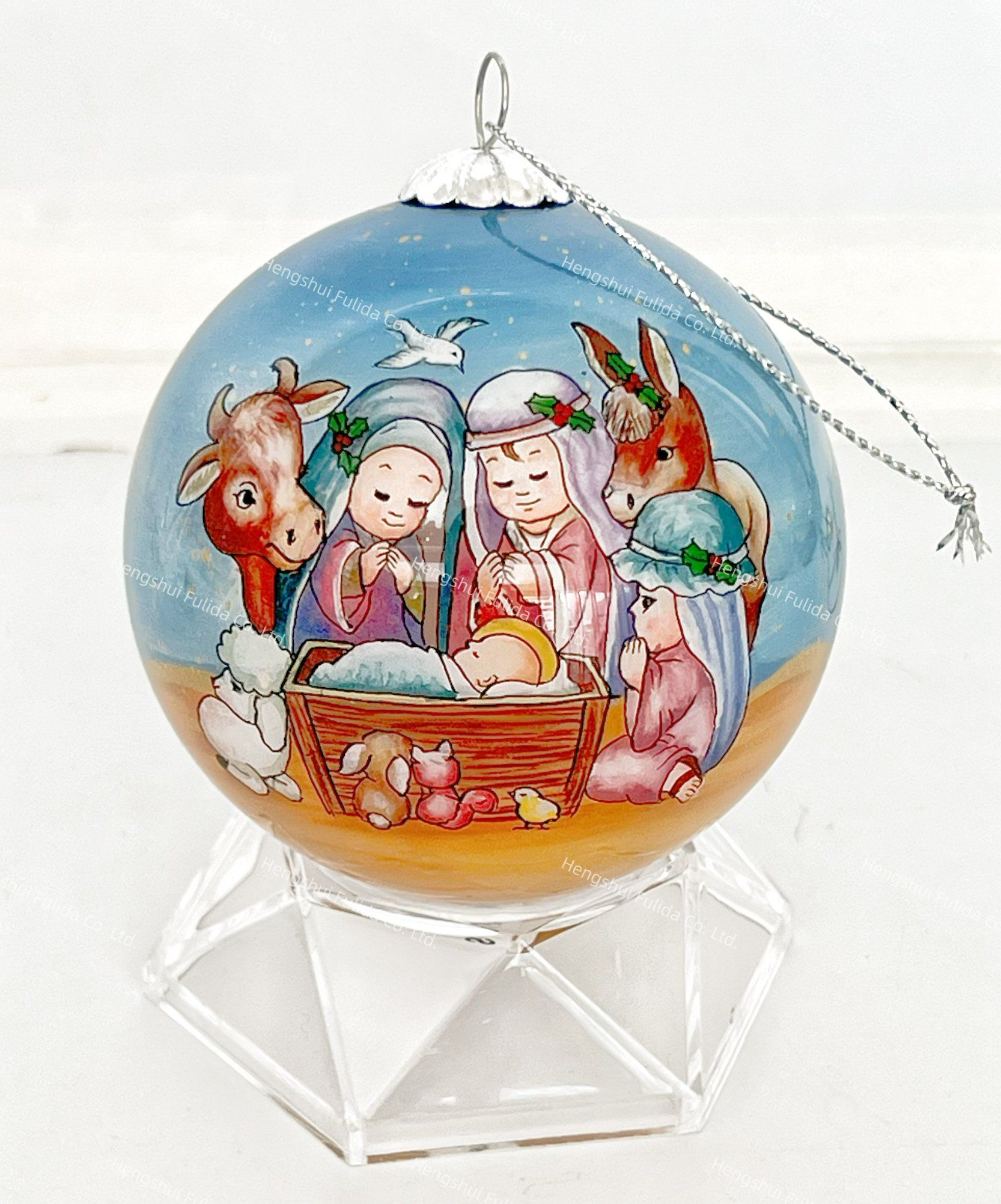 Wholesale High-Quality Hand Painted Glass Christmas Ornament for Christmas Tree Decoration
