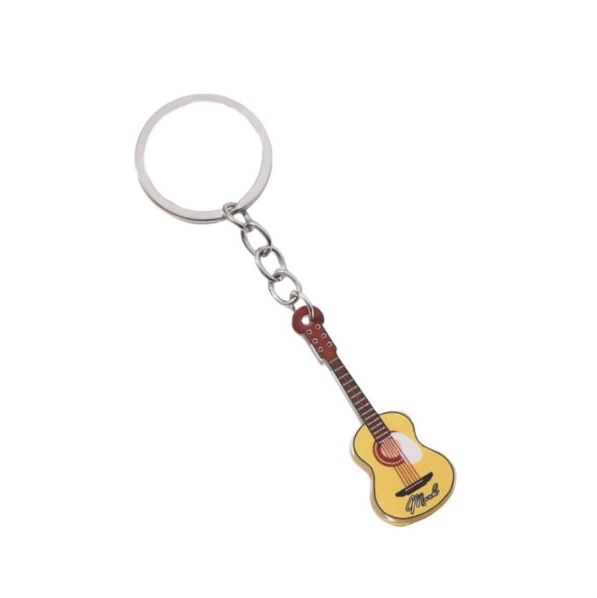 New Selling Acrylic Hip Hop Rock Double Sided Guitar Plastic Key Chain