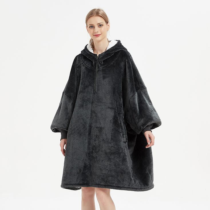 Quarter Zipper Wearable Hooded Blankets Oversized Hoodie Blanket