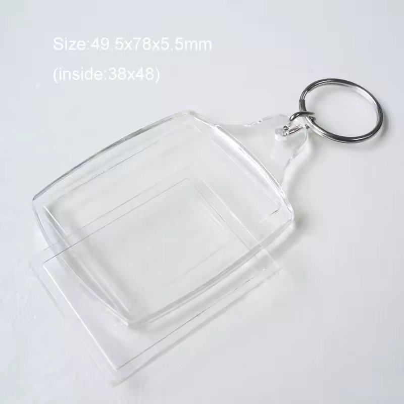 Hot Sales Transparent Acrylic Keychain 38x48mm 32x40mm Offset Printing Photo Frame Durable Iron And Plastic Material