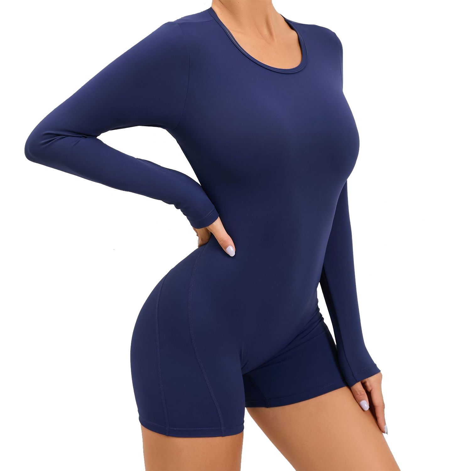 Wholesale Factory New Sexy Beauty Back Backless Long Sleeve Gym One-Piece Yoga Clothing Fast Dry Breathable Fitness Clothes Push up Women Short Jumpsuit