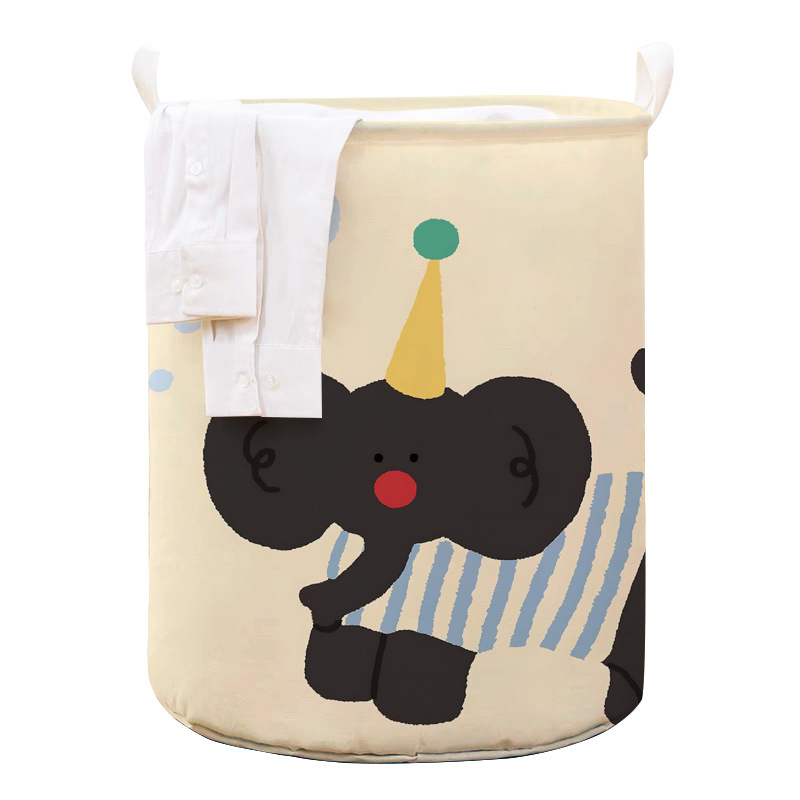 Hot Sale Large Portable Round Coat Storage Basket Cute Printed Multifunctional Clothes Hamper Laundry