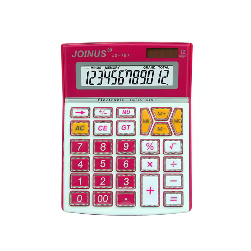 High Quality Colorful 12 Digits Solar Desktop Electronic Calculator With 2 Way Power