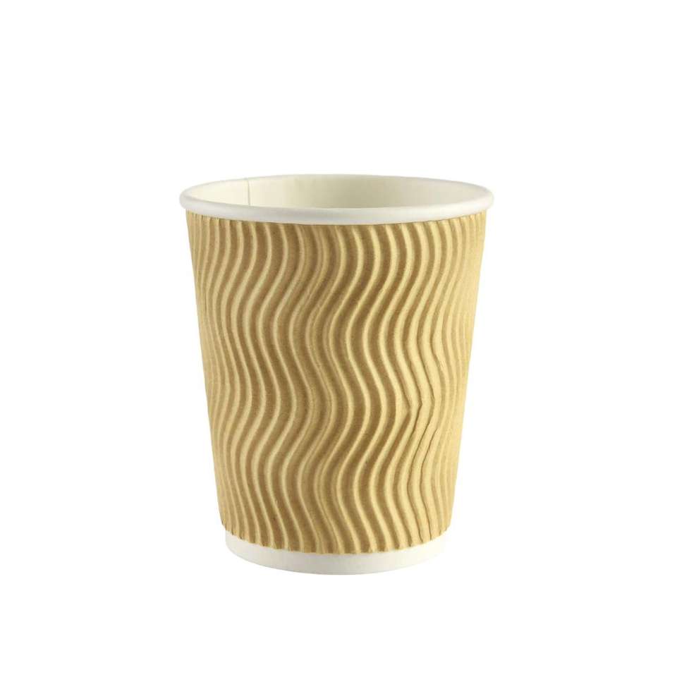 8oz Ripple Wall Kraft Paper Cup Hot Coffee Drinking Cups Chinese Tea Cup