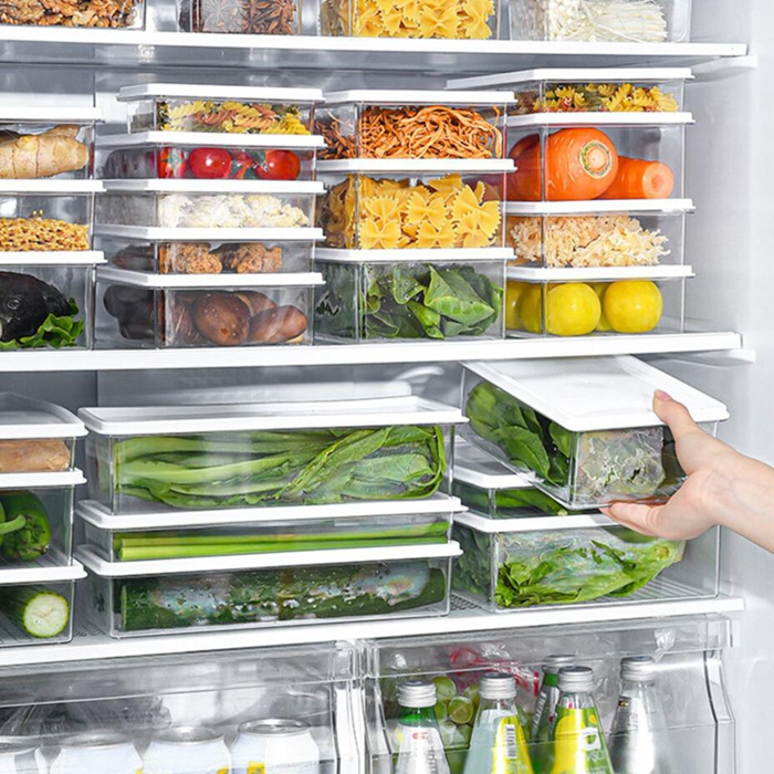 Leak Proof Fridge Organizer Container Plastic Food Storage Bins
