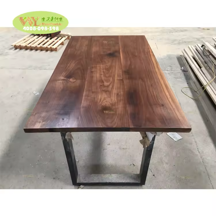 Walnut Slab Office Table Industrial Office