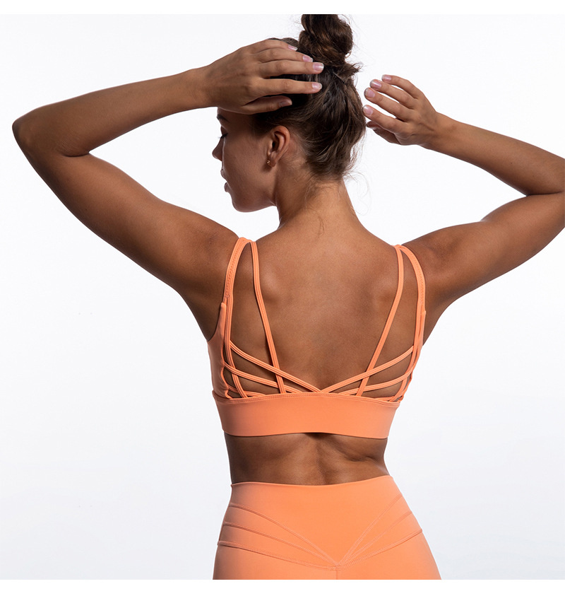 Autumn and Winter Lulu Original Nylon Nude Yoga Suit Thin Shoulder Beautiful Back Bra High Elastic Sports Trousers