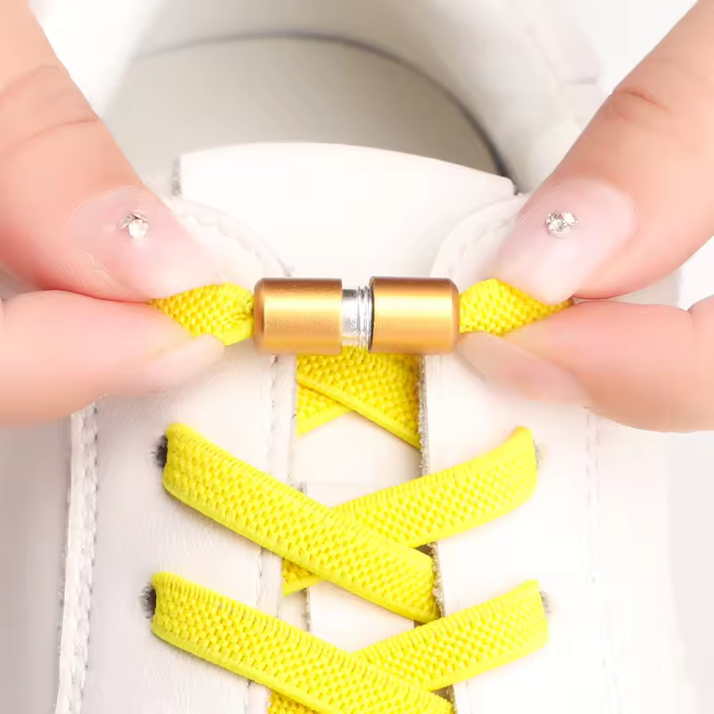2025new Lazy Elastic Shoelace Colorful Metal Capsule Buckle No Tie Shoelaces Flat Elastic Sneakers Shoelaces