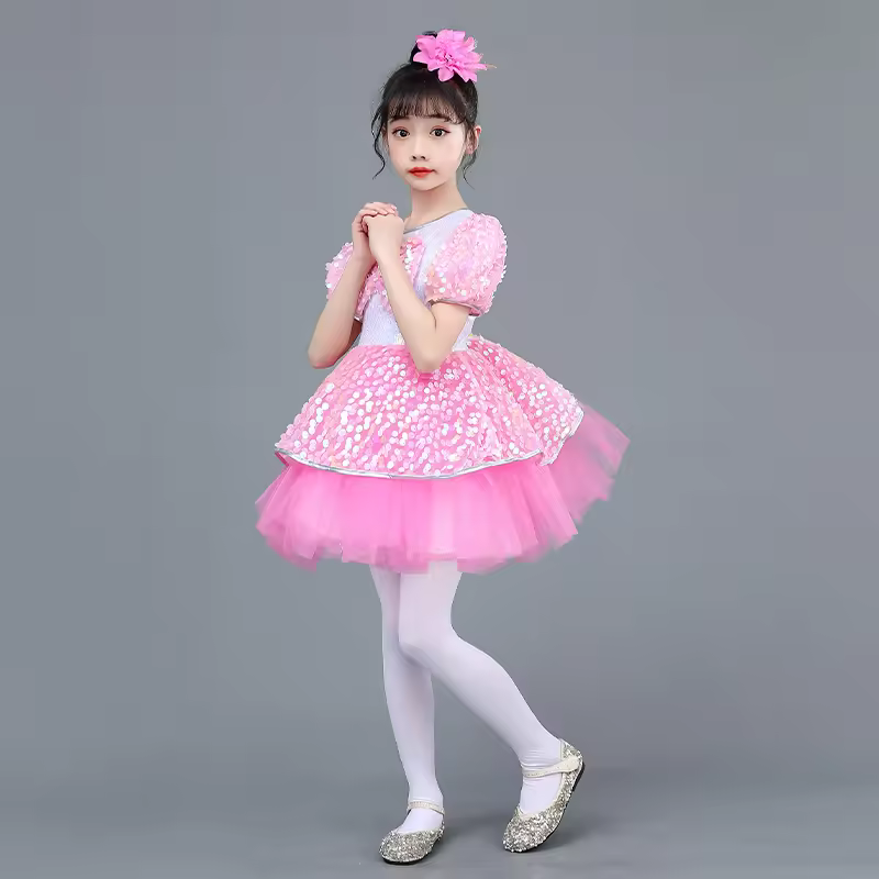 Children's Costumes Kindergarten Dance Costumes Girls Pengpeng Gauze Skirt Sequin Cute Princess Skirt Performance Costumes