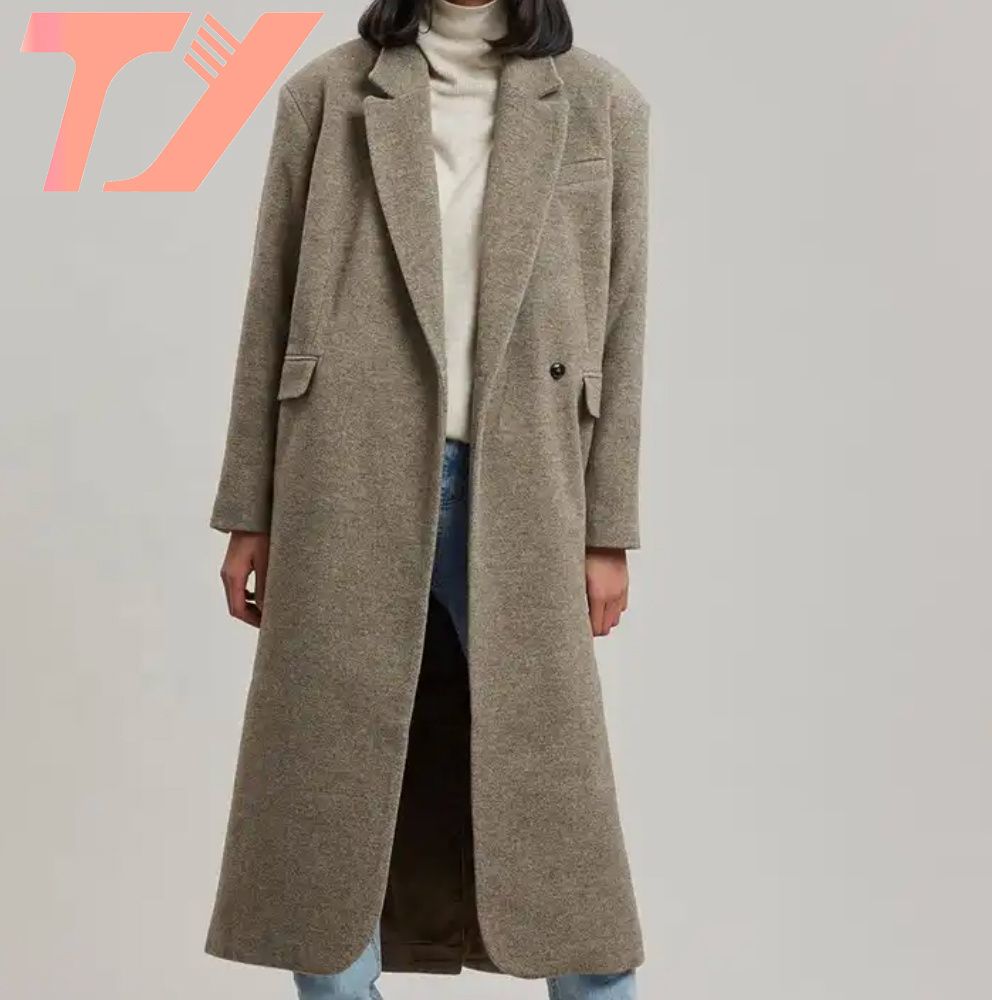Winter Latest Women Oversized Woolen Overcoat Jackets and Coats with Belt