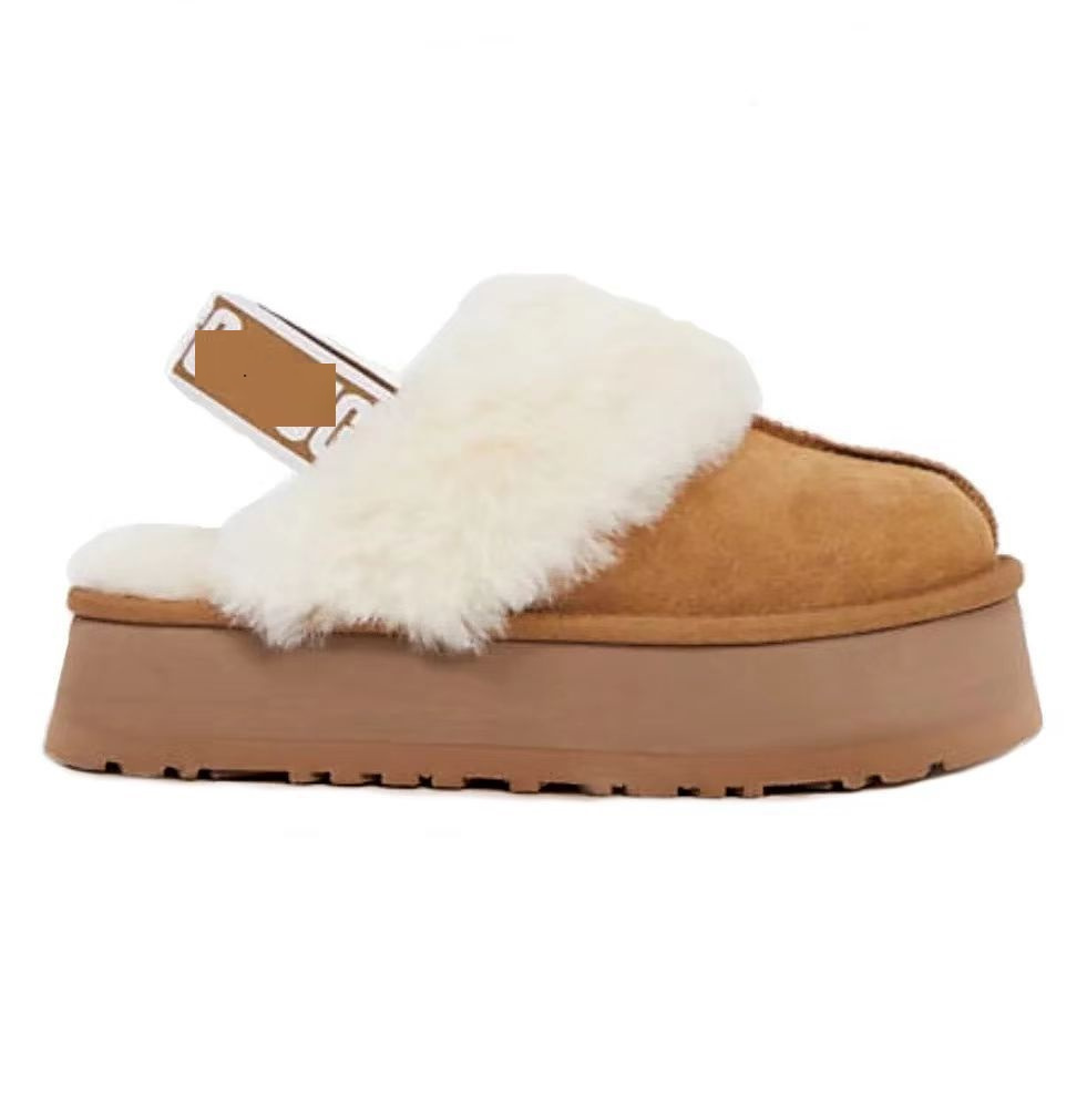 2024 New Fur Slippers Women Winter Plush Sandals Luxury Slip on Platform Slides Female Thick Sole Designer Cotton Home Shoes