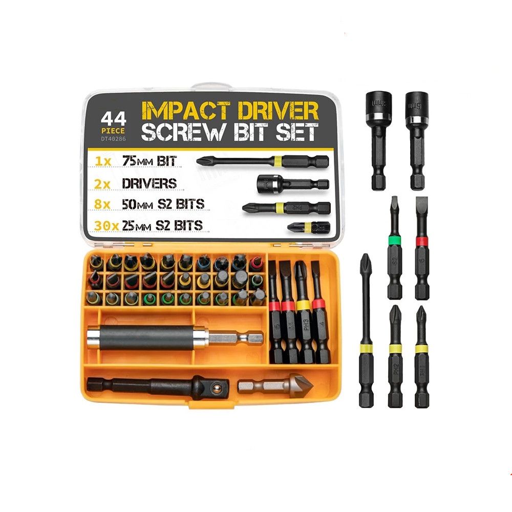 Premium 44PC Impact Driver Drill Bit S2 Screwdriver Bits Set Power Tool accessories Home Appliances Repair Hand Tools Kit