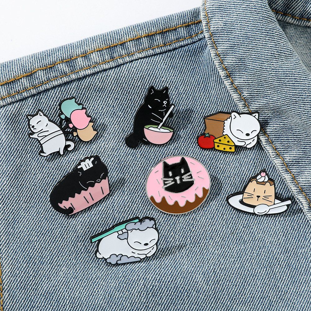 7PCS/Bag Cartoon Creative Metal Personalized Enamel Pin Promotion Fashion Clothing Decoration