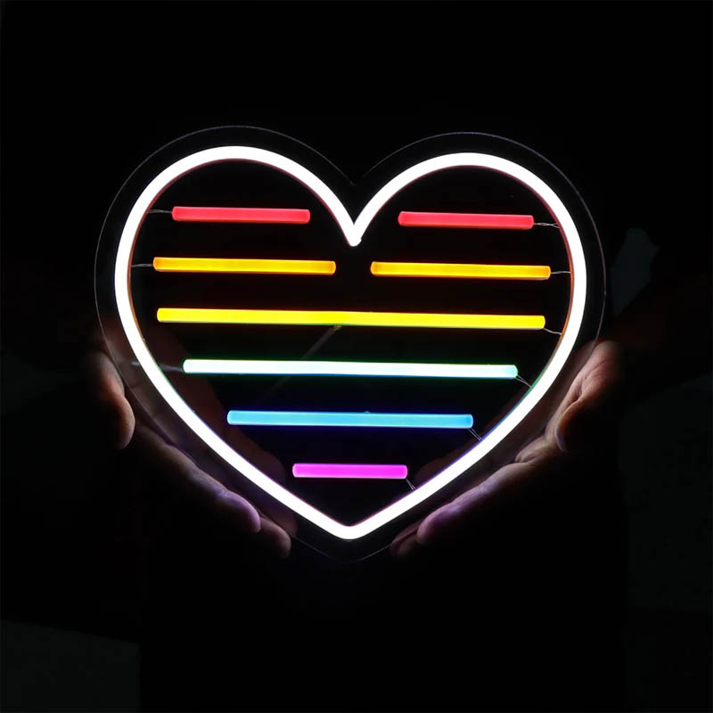 Factory Wholesale Small 5V USB Neon Sign with Acrylic Stand Rainbow Color