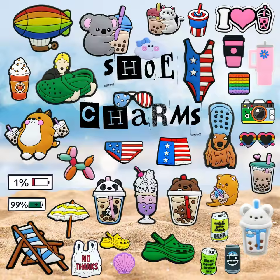 New Styles Design Cute Decor Sandals Accessories 2d Pvc Rubber Charms Summer Outdoor Activities Shoe Charms In Bulk