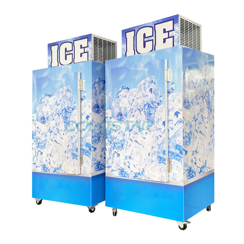 Bagged Ice Storage Bin Commercial Merchandiser Outdoor Solid Door Ice Freezer