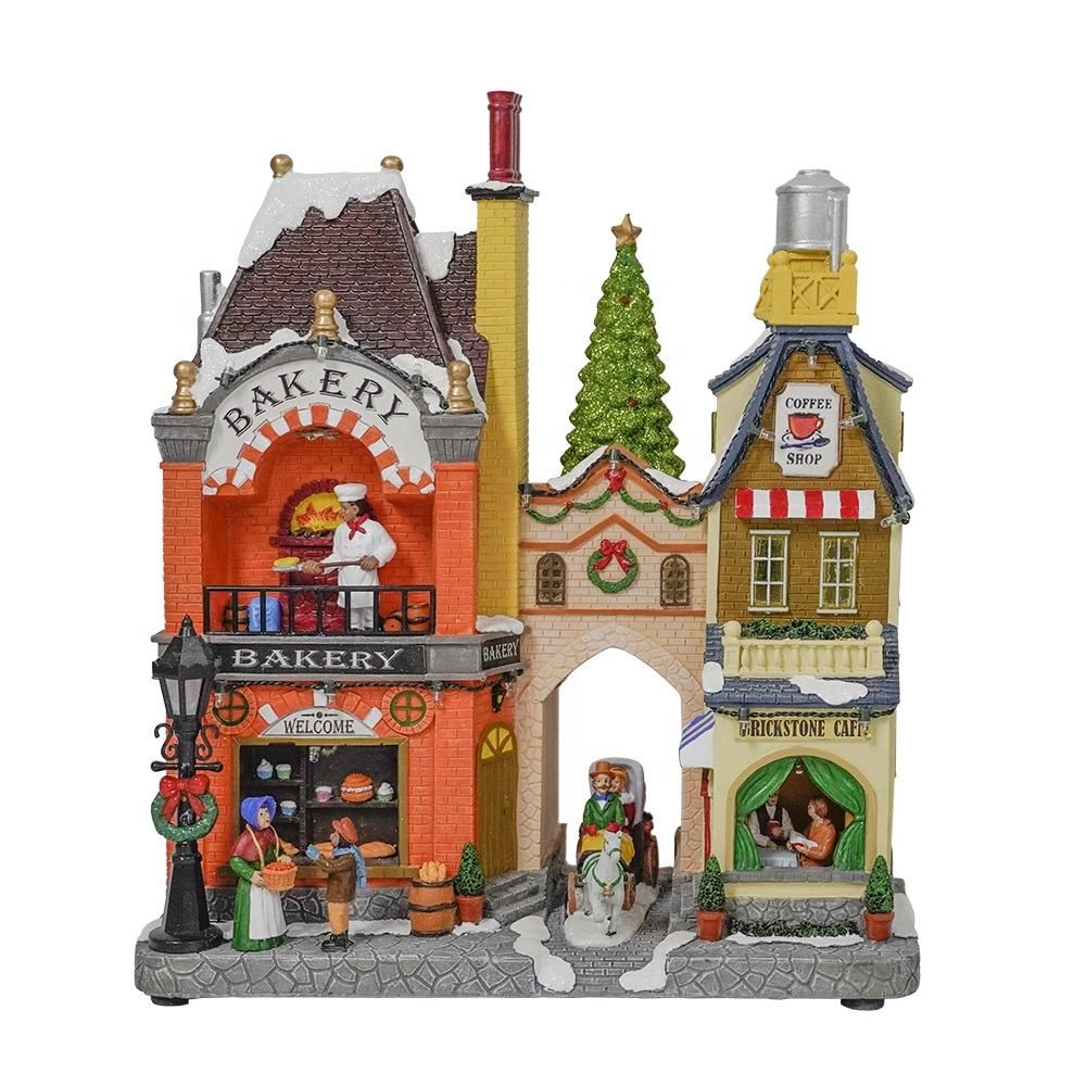 Christmas Ornaments LED Santa Shop Bakery Coffee Shop Christmas Village