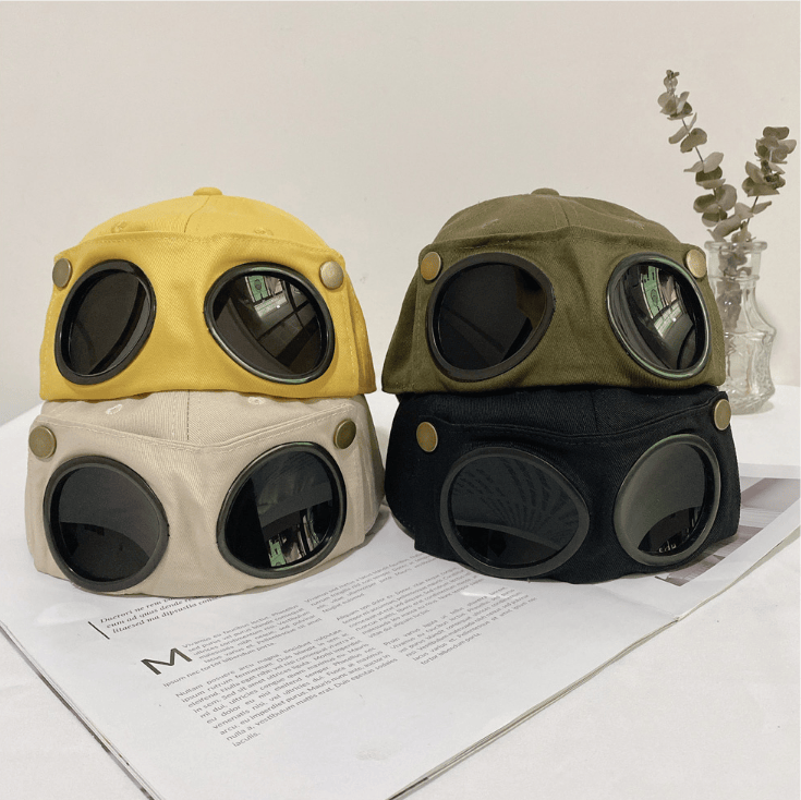 Unisex Retro Funny Casual Sun Aviator Baseball Caps with Glasses