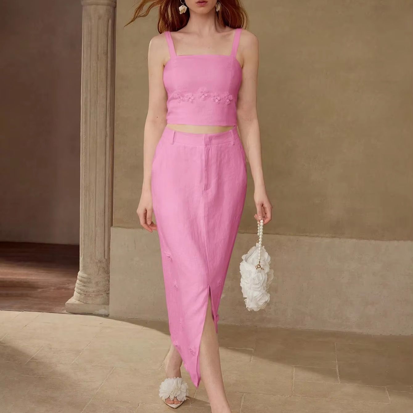 Women's Casual Linen Drawstring Loungewear Set Plus Size Elastic Waist Thermal Jersey for Spring Summer for Home Use